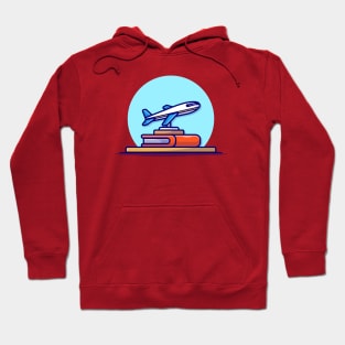 Miniature Plane with Book Cartoon Vector Icon Illustration Hoodie